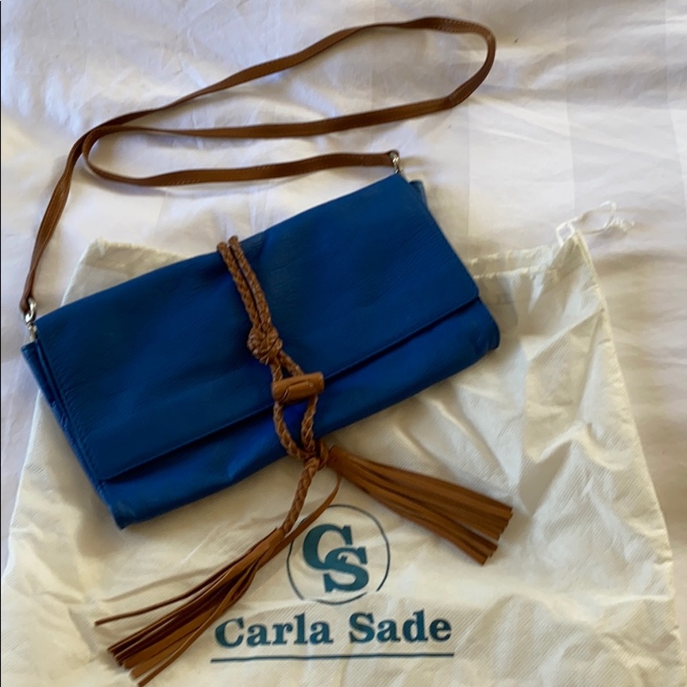 Carla Sade deep blue leather bag